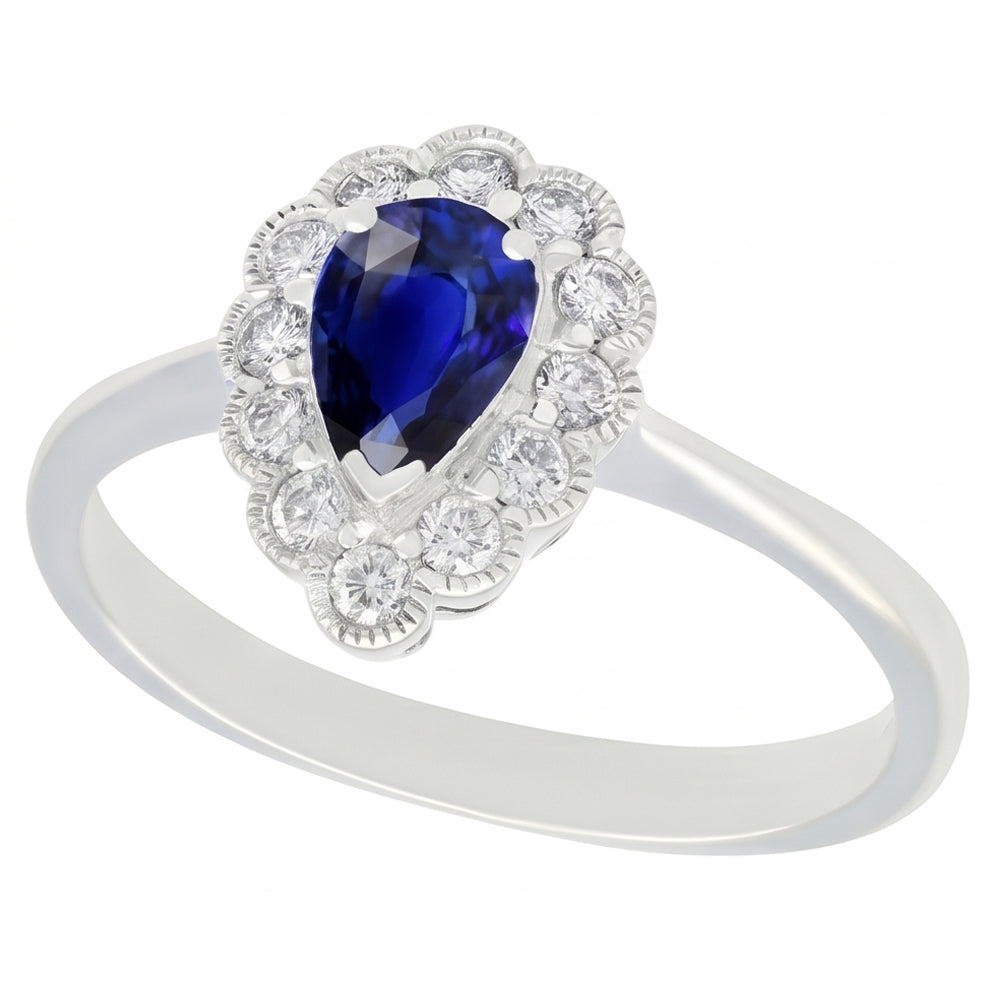 Natural Sapphire Ring 3.50ct - White Gold 14K