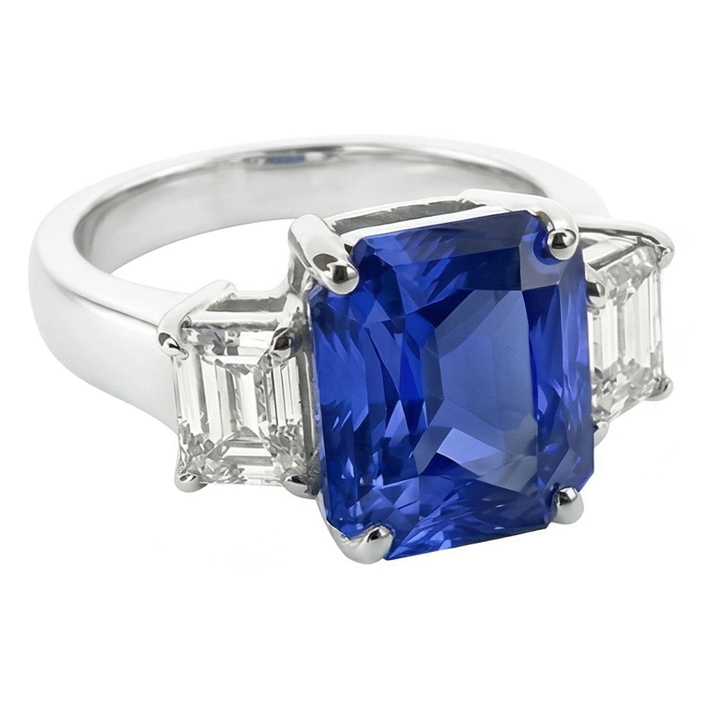 Natural Sapphire Ring 3.50ct - White Gold 14K