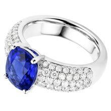 Natural Sapphire Ring 3.50ct - White Gold 14K