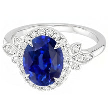Natural Sapphire Ring 3.50ct - White Gold 14K