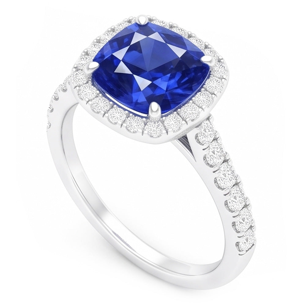 Natural Sapphire Ring 3.50ct - White Gold 14K