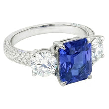 Natural Sapphire Ring 3.50ct - White Gold 14K