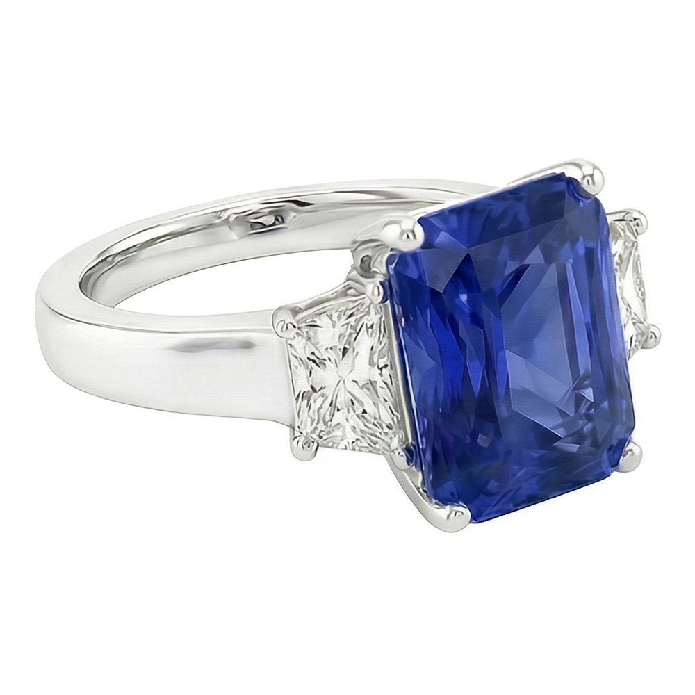 Natural Sapphire Ring 3.50ct - White Gold 14K