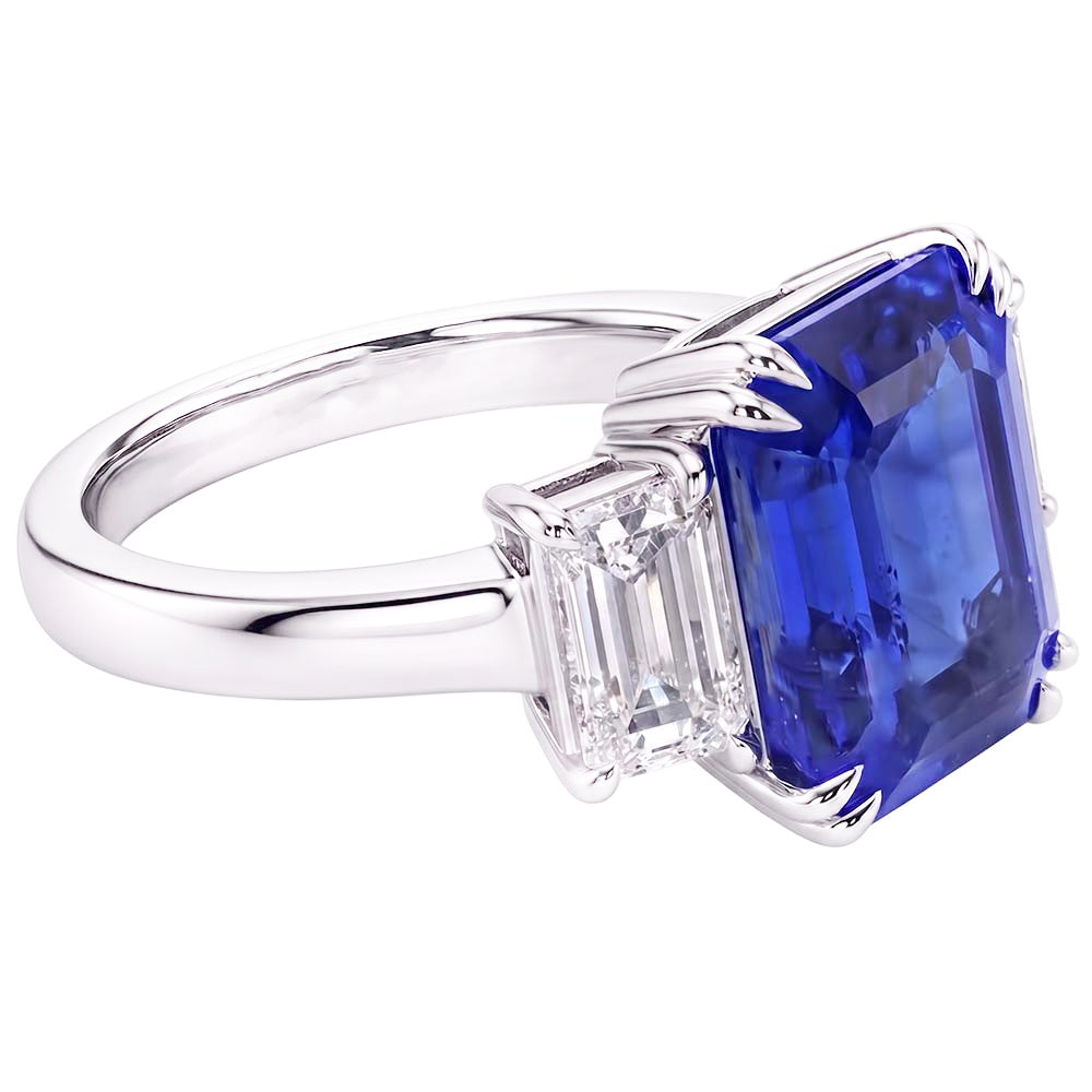 Natural Sapphire Ring 3.50ct - White Gold 14K