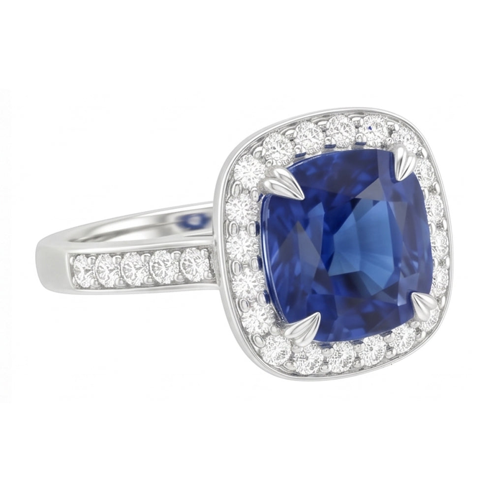 Natural Sapphire Ring 3.50ct - White Gold 14K