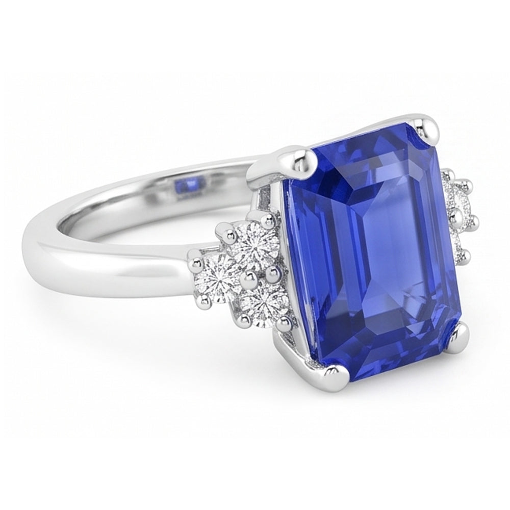 Natural Sapphire Ring 3.50ct - White Gold 14K