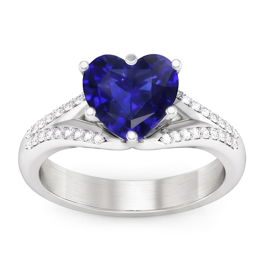 Natural Sapphire Ring 3.50ct - White Gold 14K