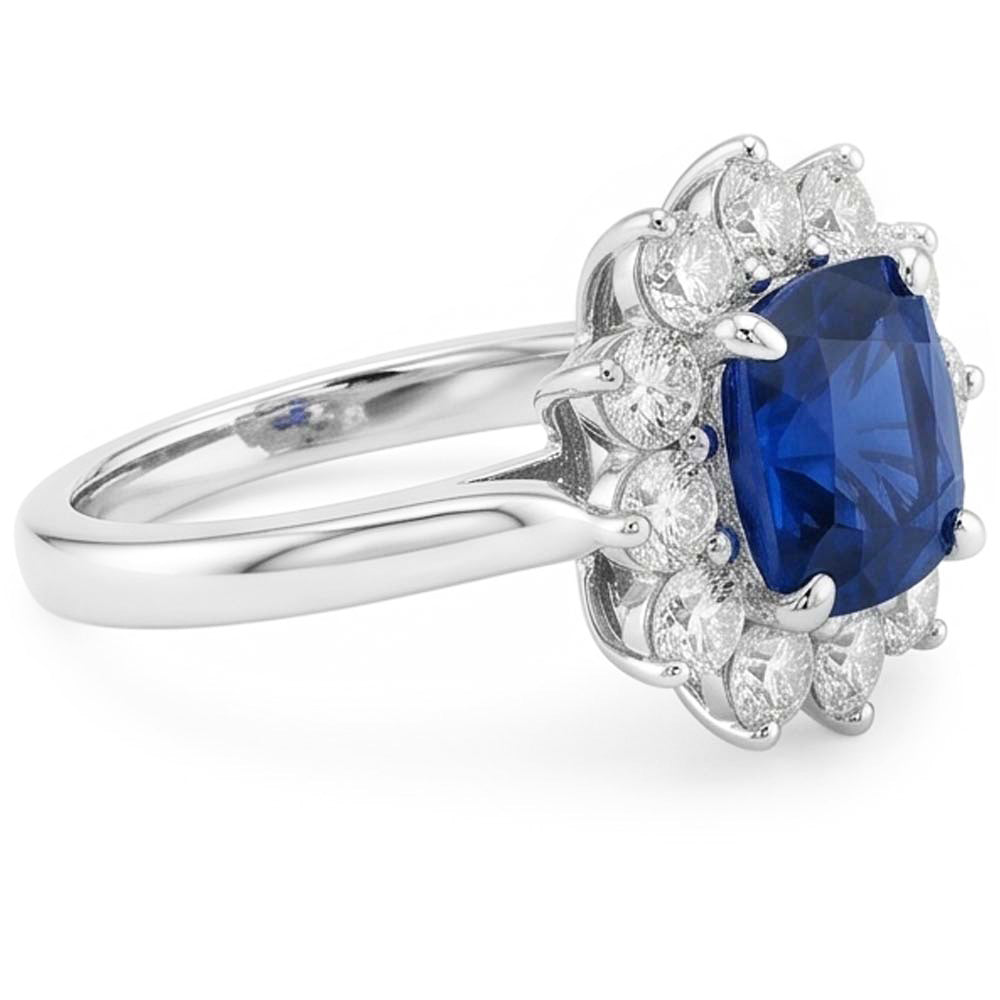 Natural Sapphire Ring 3.50ct - White Gold 14K