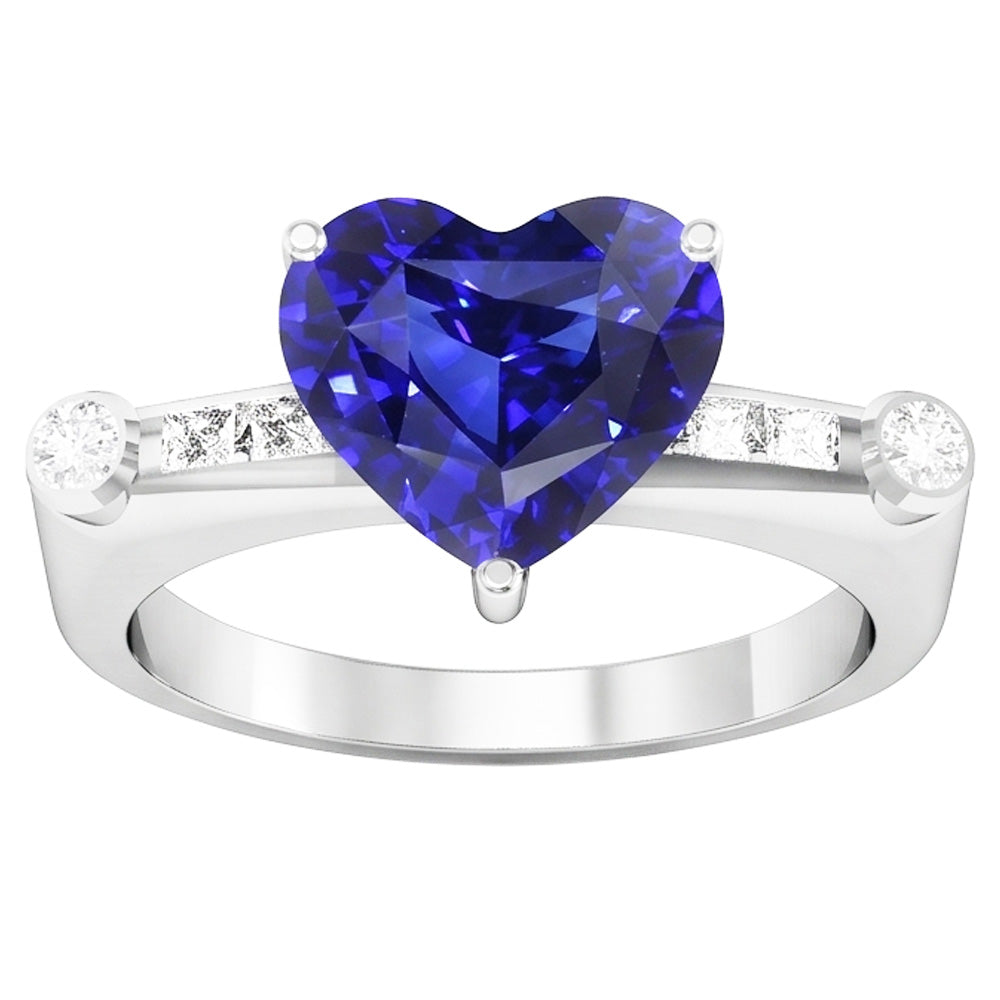 Natural Sapphire Ring 3.50ct - White Gold 14K