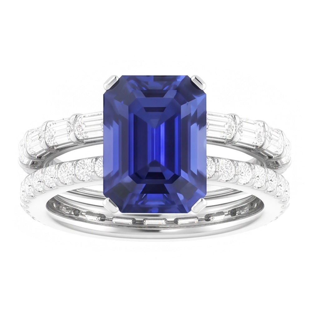 Natural Sapphire Ring 3.50ct - White Gold 14K