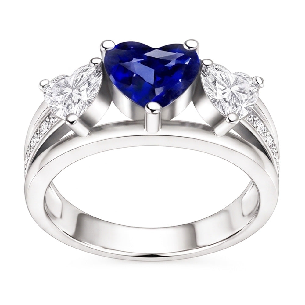 Natural Sapphire Ring 3.50ct - White Gold 14K
