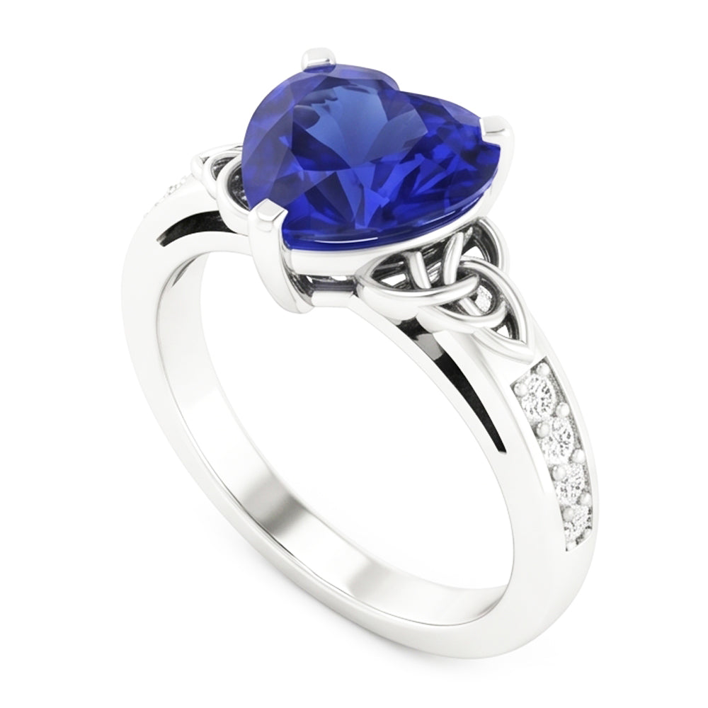 Natural Sapphire Ring 3.50ct - White Gold 14K