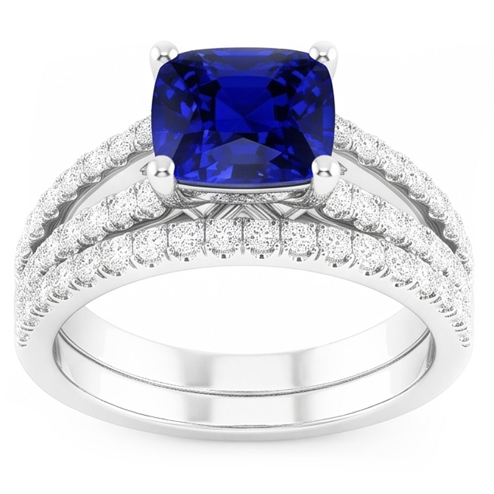 Natural Sapphire Ring 3.50ct - White Gold 14K