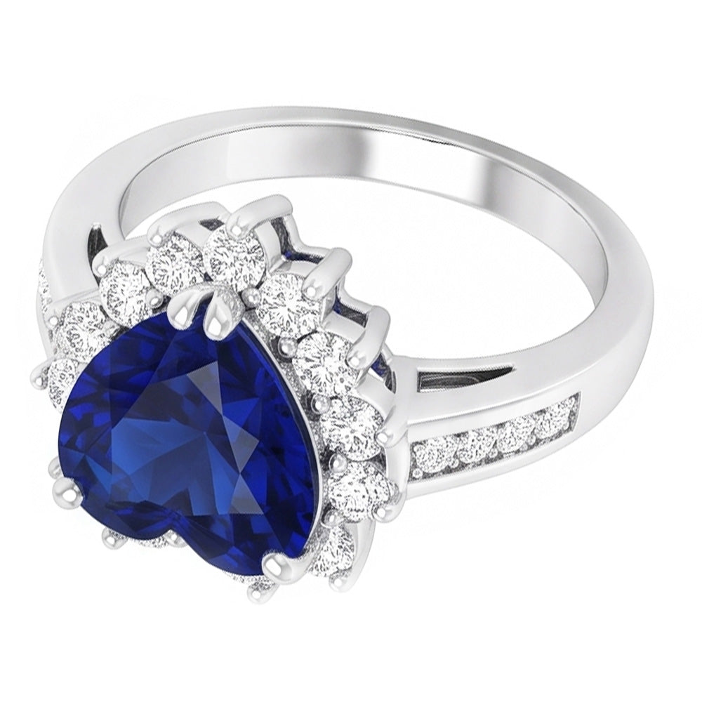 Natural Sapphire Ring 3.50ct - White Gold 14K