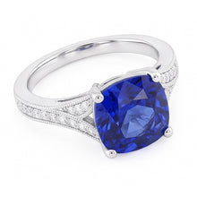 Natural Sapphire Ring 3.50ct - White Gold 14K