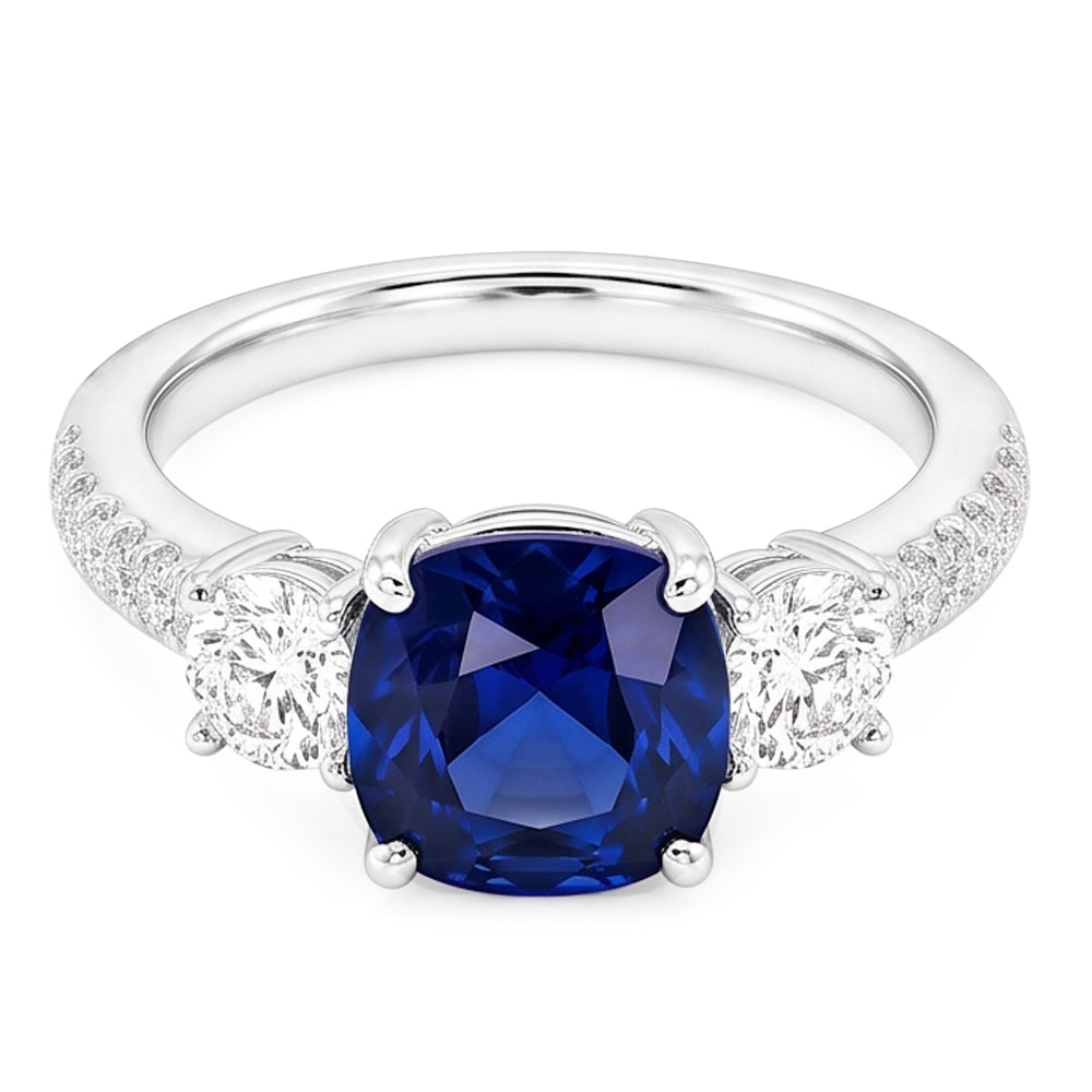 Natural Sapphire Ring 3.50ct - White Gold 14K