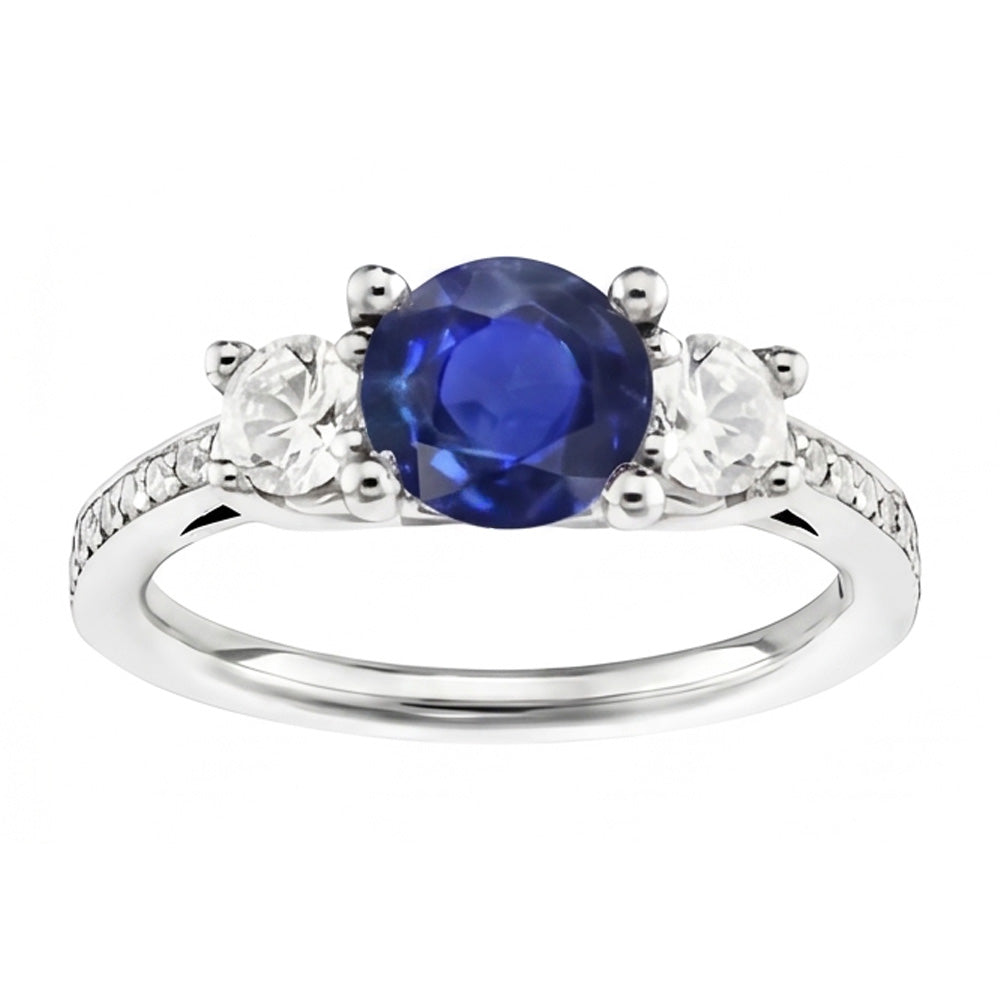 Natural Sapphire Ring 3.50ct - White Gold 14K