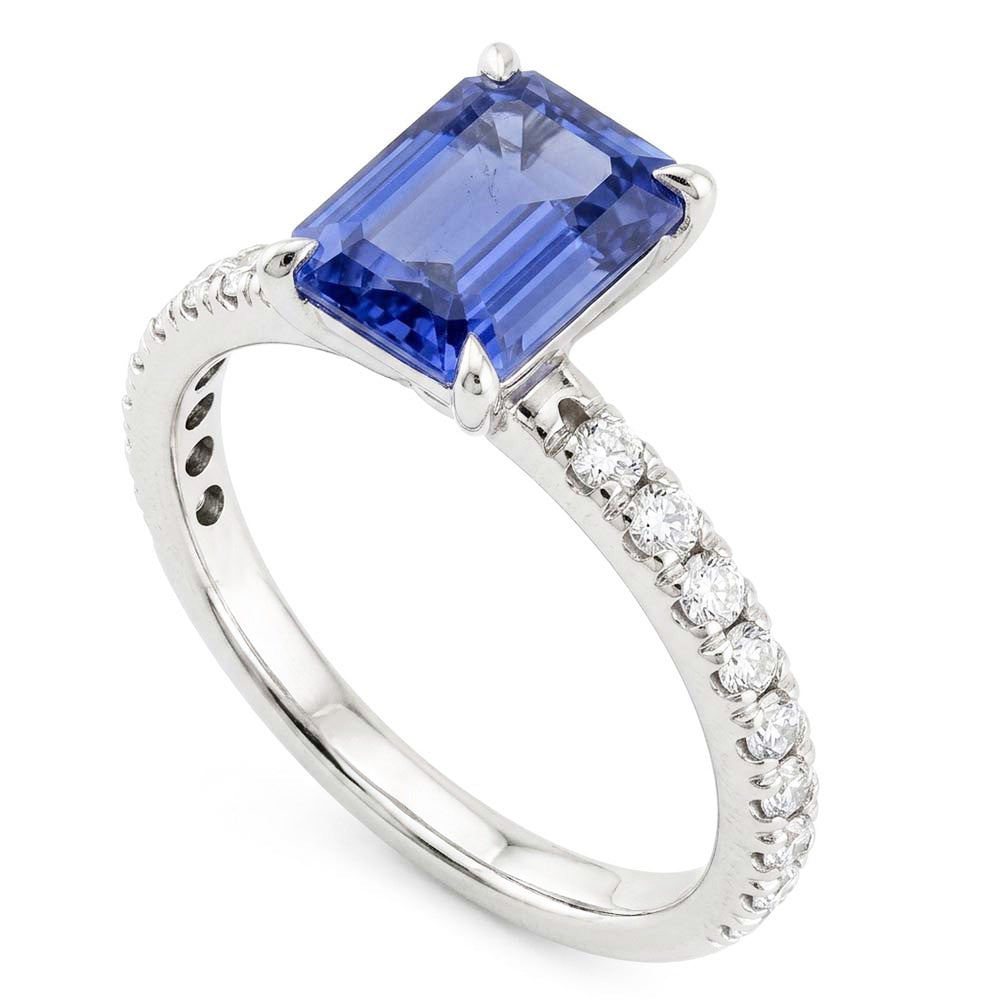 Natural Sapphire Ring 3.50ct - White Gold 14K
