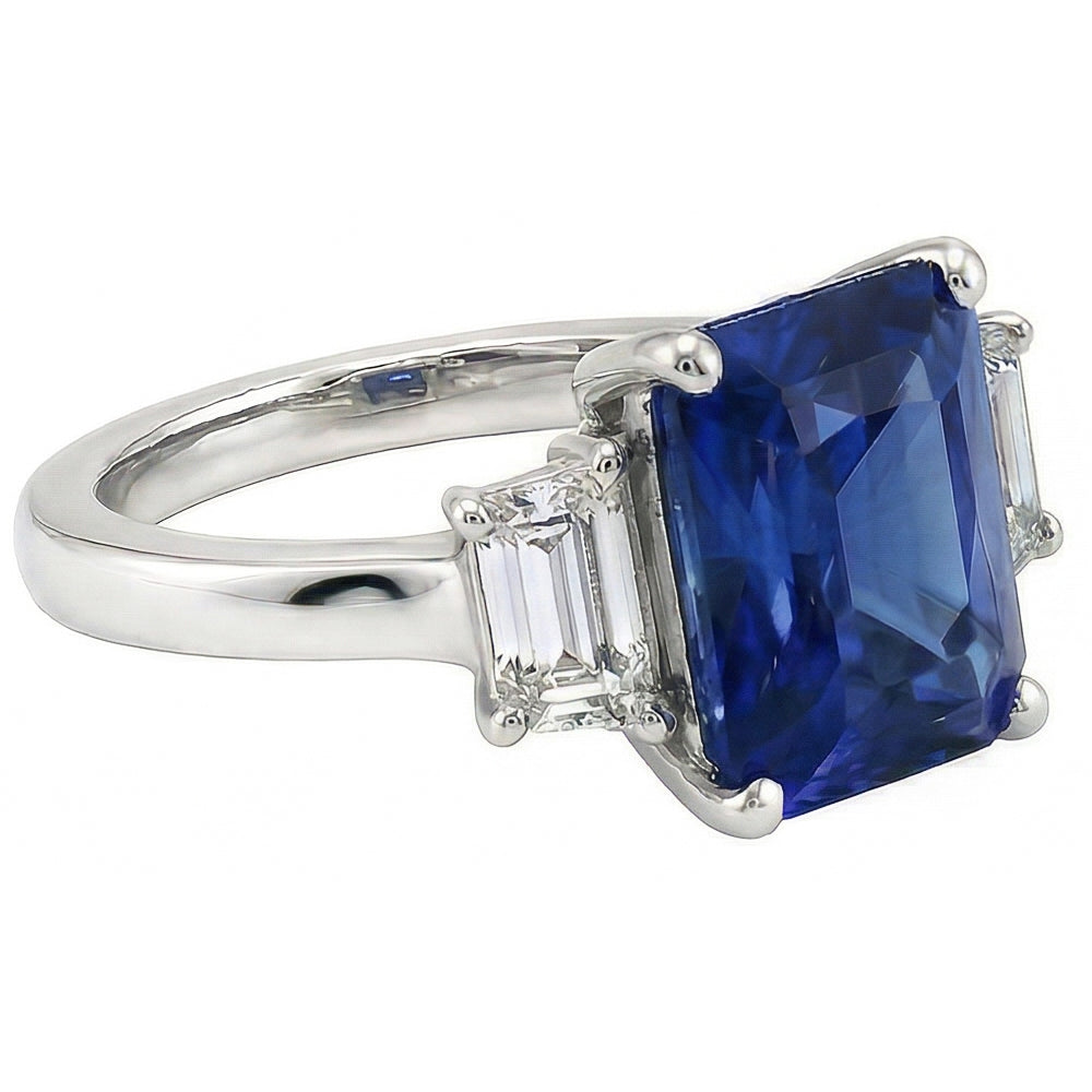 Natural Sapphire Ring 3.50ct - White Gold 14K