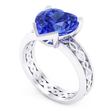 Natural Sapphire Ring 3.50ct - White Gold 14K