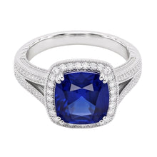Natural Sapphire Ring 3.50ct - White Gold 14K