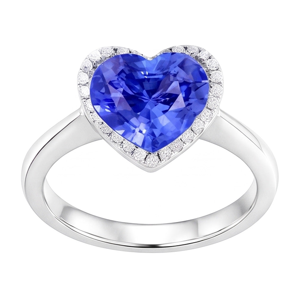 Natural Sapphire Ring 3.50ct - White Gold 14K