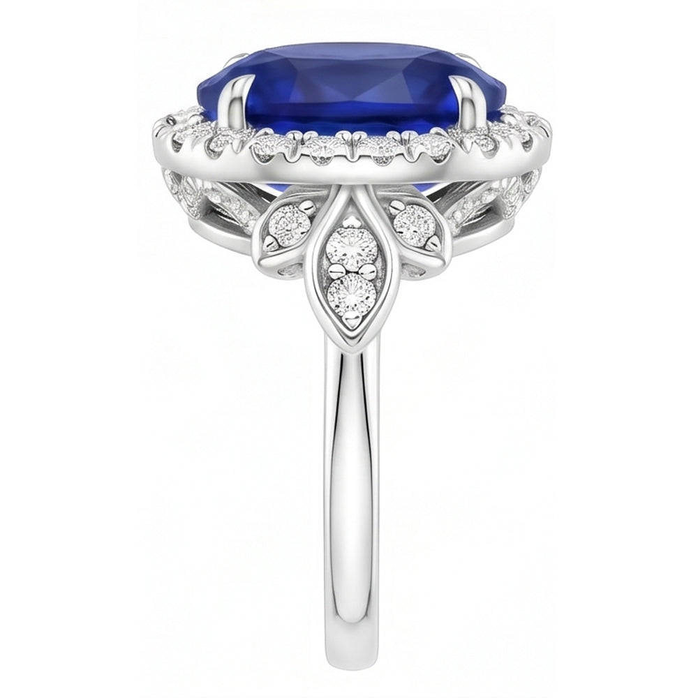 Natural Sapphire Ring 3.50ct - White Gold 14K