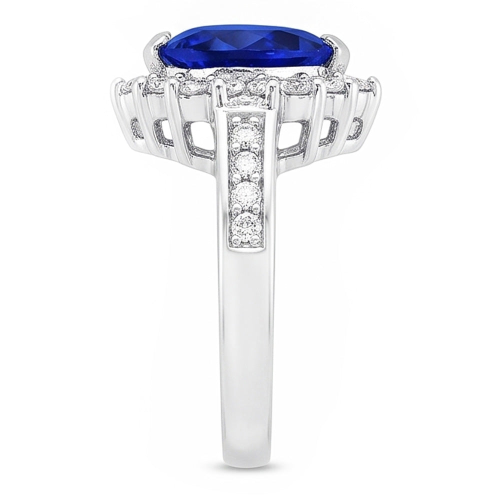 Natural Sapphire Ring 3.50ct - White Gold 14K