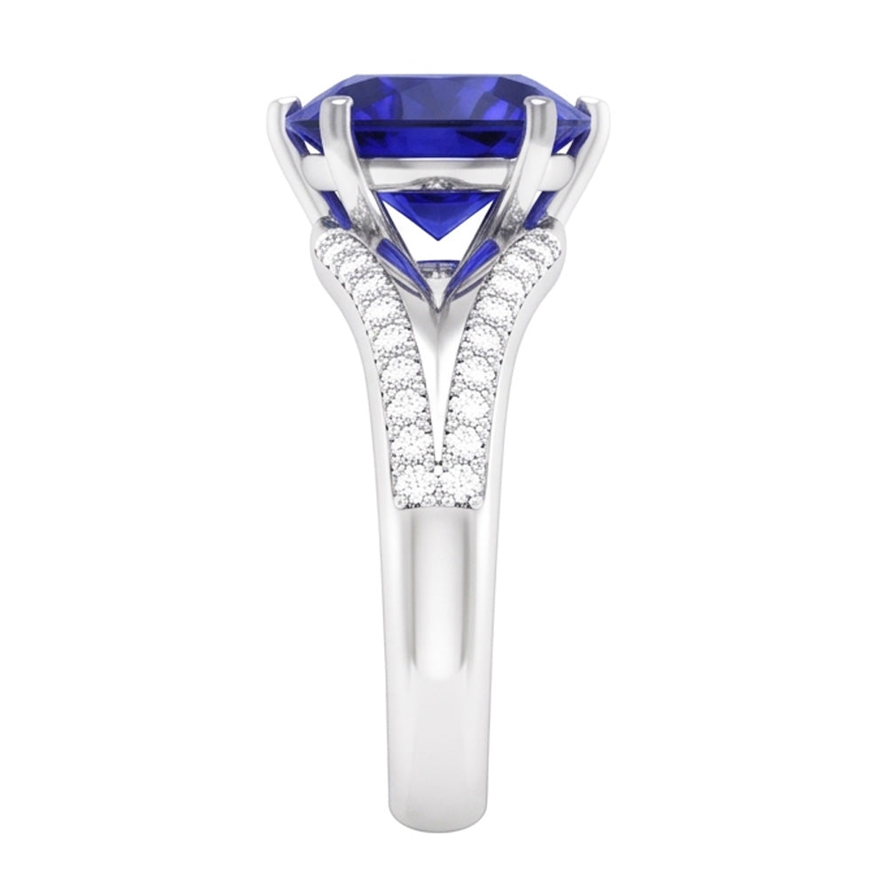 Natural Sapphire Ring 3.50ct - White Gold 14K