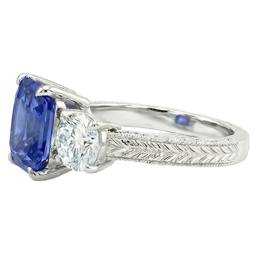 Natural Sapphire Ring 3.50ct - White Gold 14K