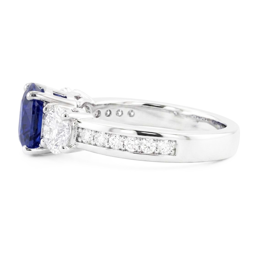 Natural Sapphire Ring 3.50ct - White Gold 14K