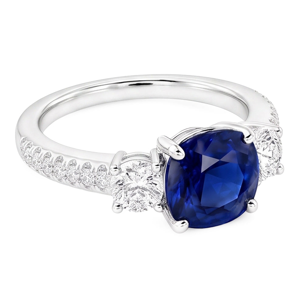 Natural Sapphire Ring 3.50ct - White Gold 14K