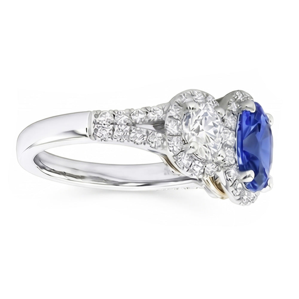 Natural Sapphire Ring 3.50ct - White Gold 14K