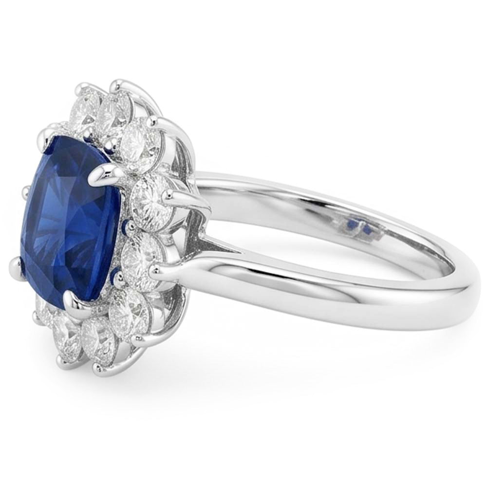 Natural Sapphire Ring 3.50ct - White Gold 14K