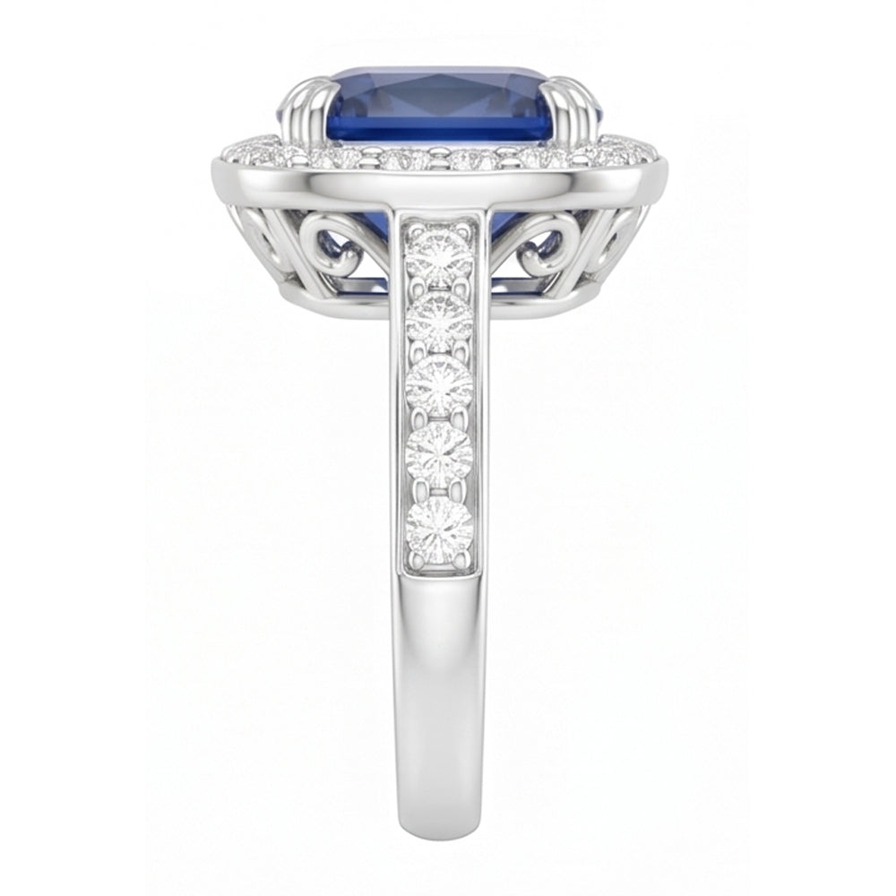 Natural Sapphire Ring 3.50ct - White Gold 14K