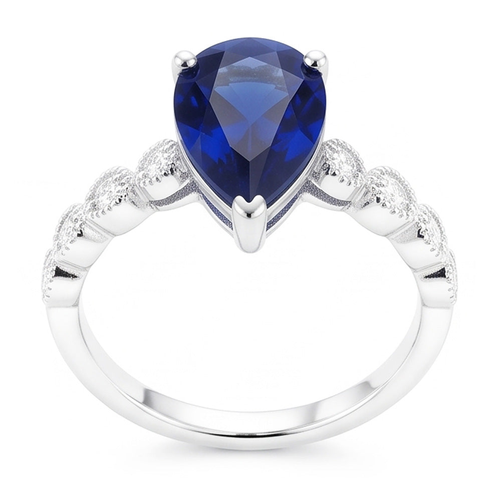 Natural Sapphire Ring 3.50ct - White Gold 14K