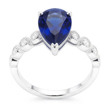 Natural Sapphire Ring 3.50ct - White Gold 14K