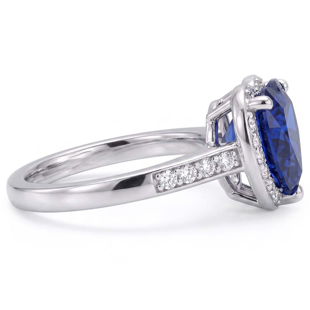 Natural Sapphire Ring 3.50ct - White Gold 14K