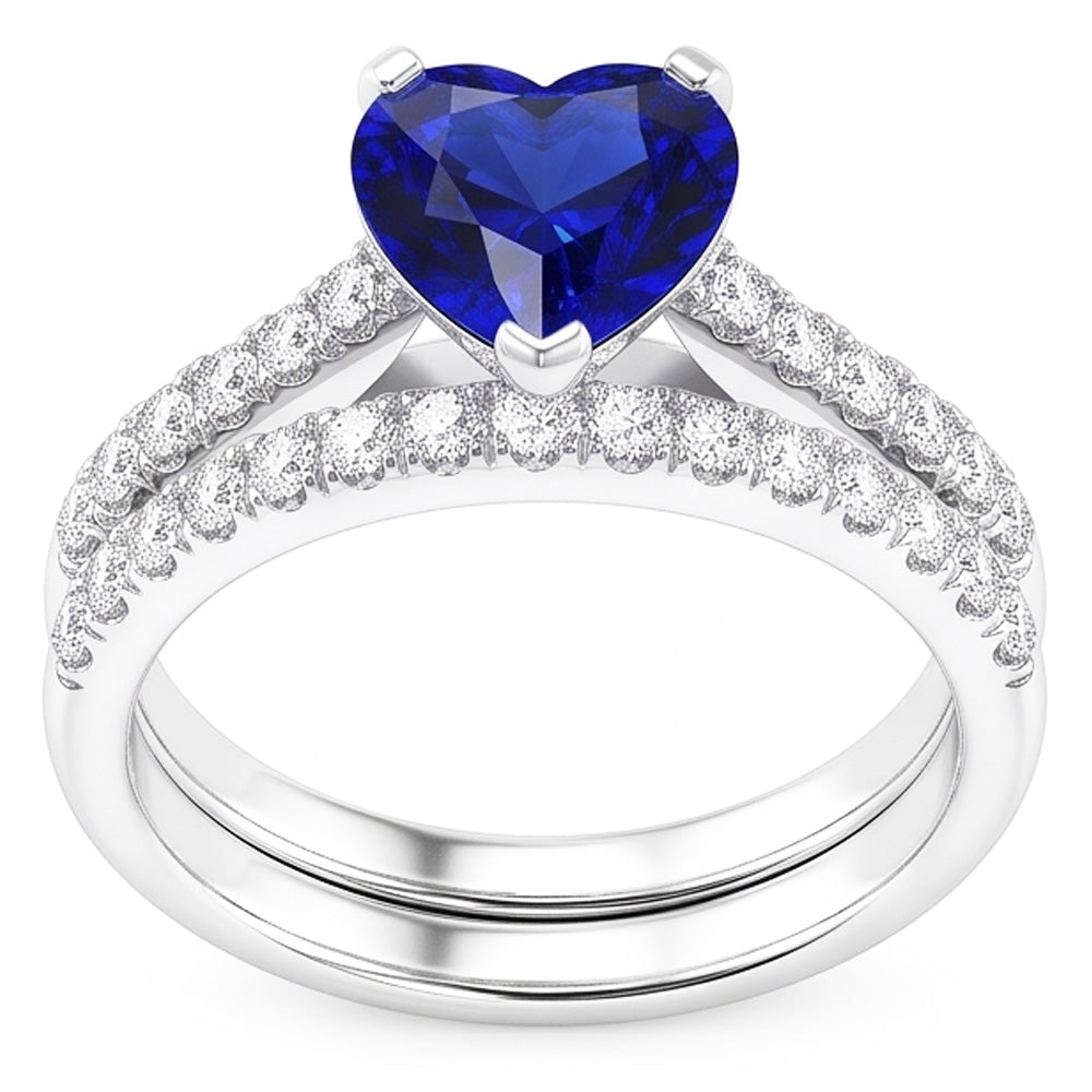 Natural Sapphire Ring 3.50ct - White Gold 14K