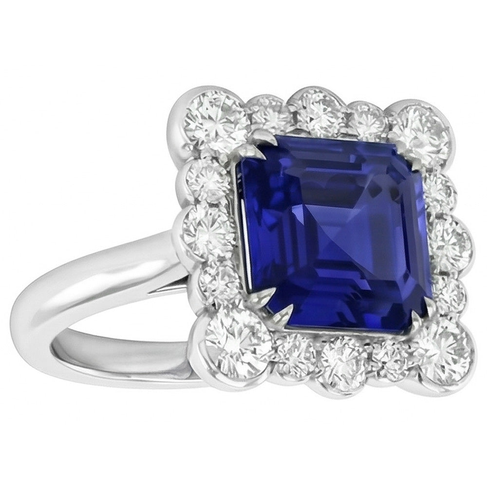 Natural Sapphire Ring 3.50ct - White Gold 14K
