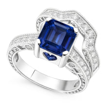 Natural Sapphire Ring 3.50ct - White Gold 14K