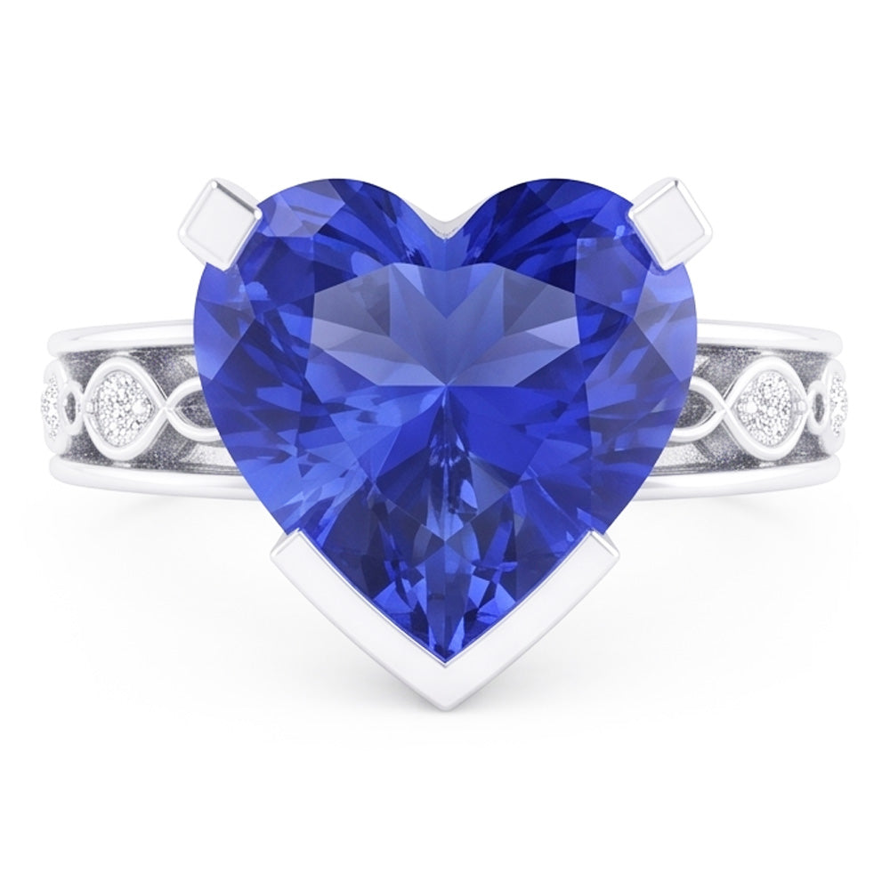 Natural Sapphire Ring 3.50ct - White Gold 14K