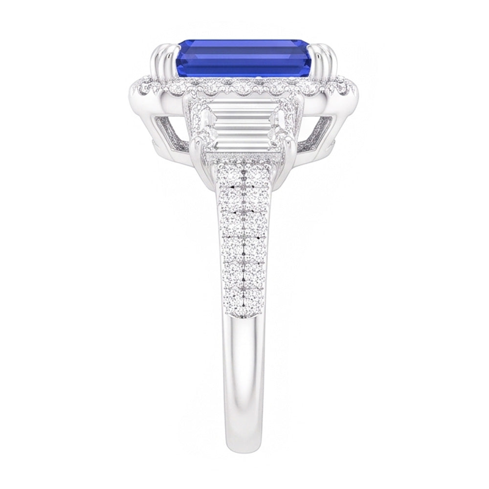 Natural Sapphire Ring 3.50ct - White Gold 14K