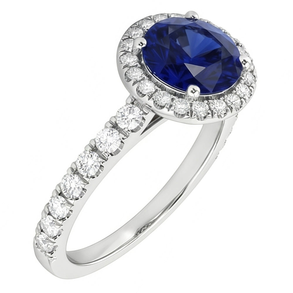 Natural Sapphire Ring 3.50ct - White Gold 14K