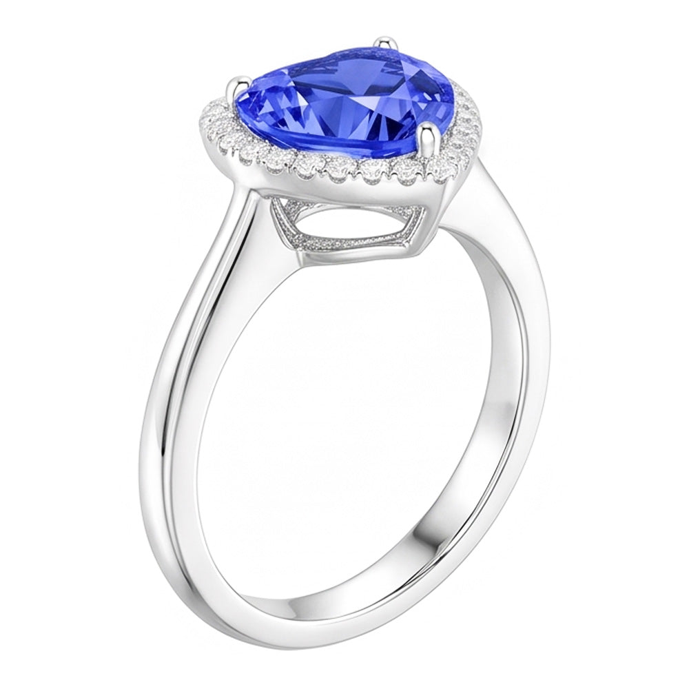 Natural Sapphire Ring 3.50ct - White Gold 14K