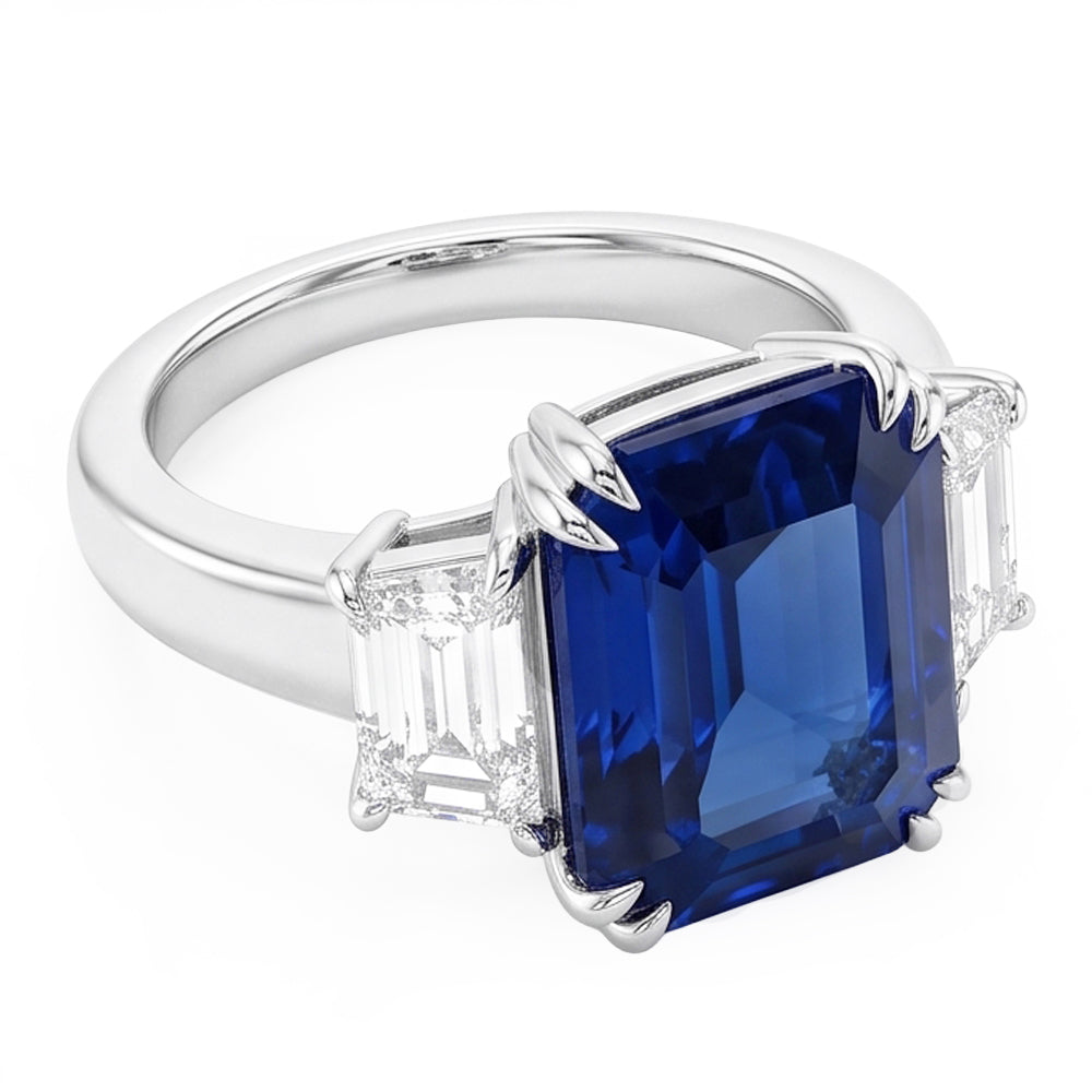Natural Sapphire Ring 3.50ct - White Gold 14K
