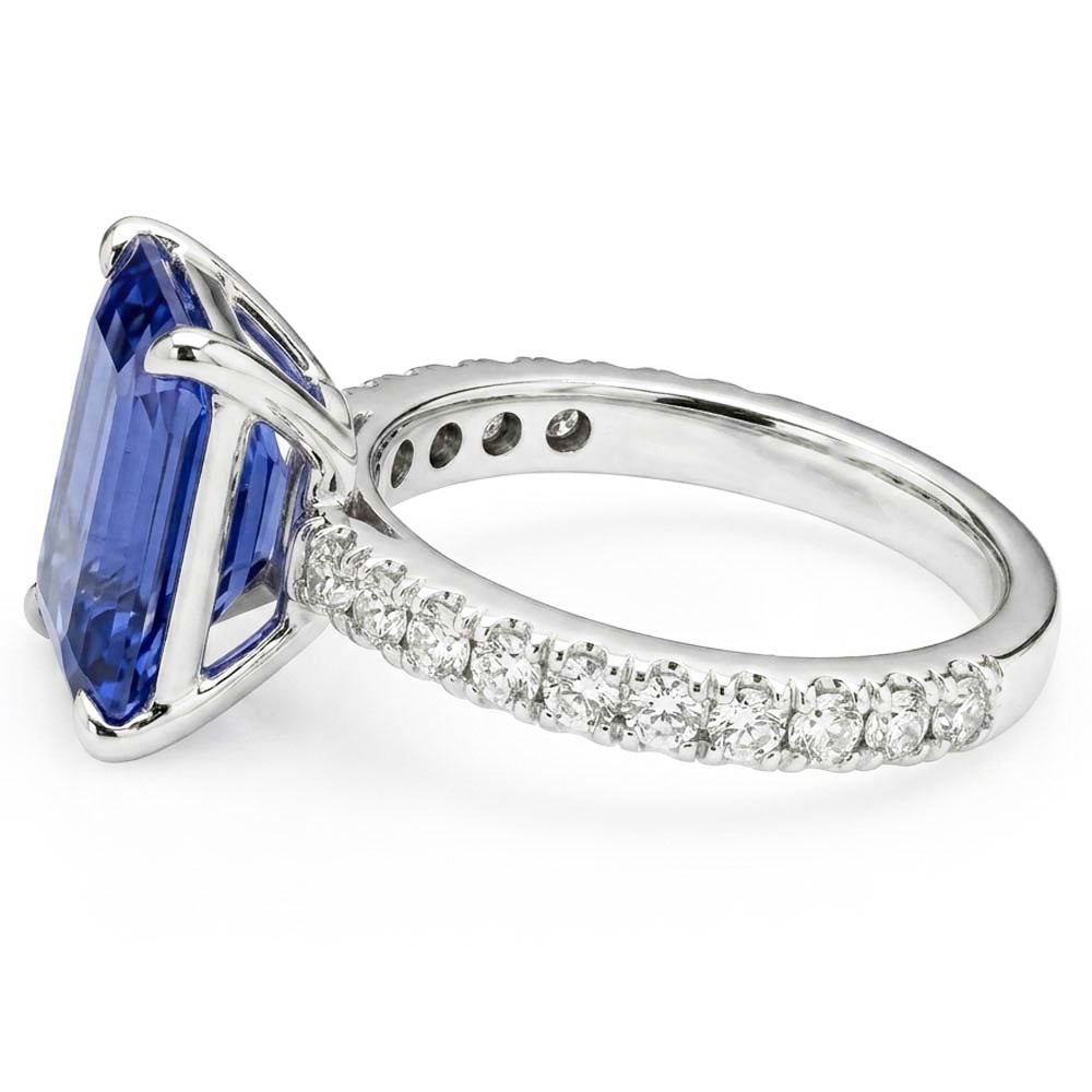 Natural Sapphire Ring 3.50ct - White Gold 14K