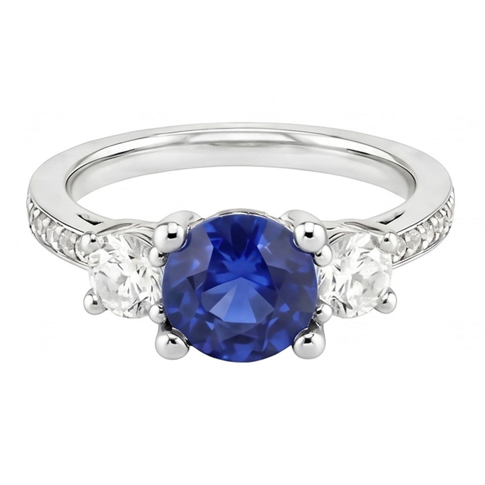 Natural Sapphire Ring 3.50ct - White Gold 14K