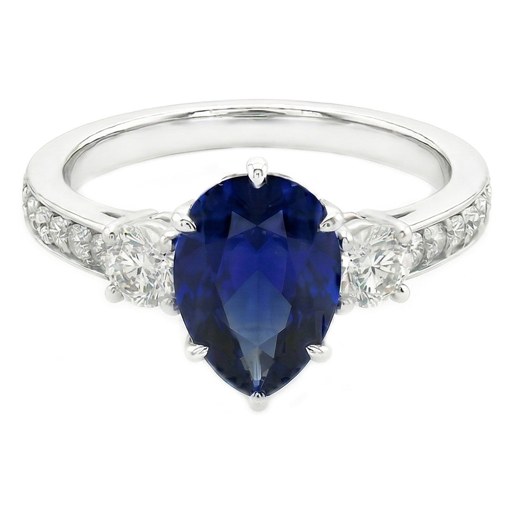 Natural Sapphire Ring 3.50ct - White Gold 14K