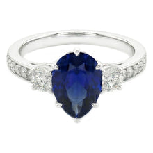 Natural Sapphire Ring 3.50ct - White Gold 14K